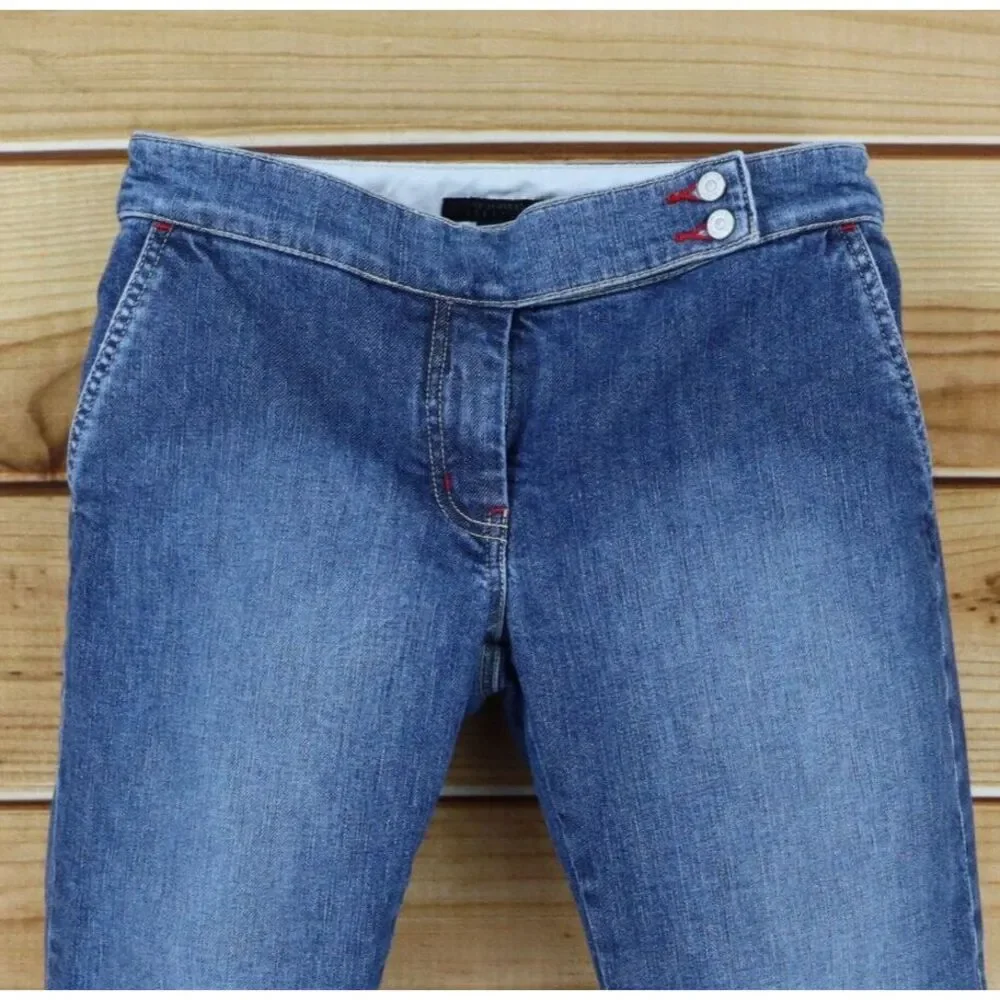 The Limited Capri Jeans Cuffed Womens Size 6 Blue‎ Faded Stretch Denim Low Rise